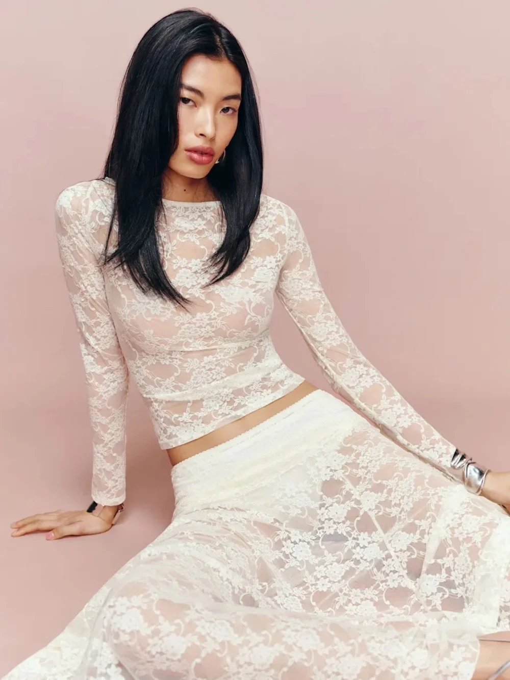 NWT Reformation Adriano Lace Knit Top